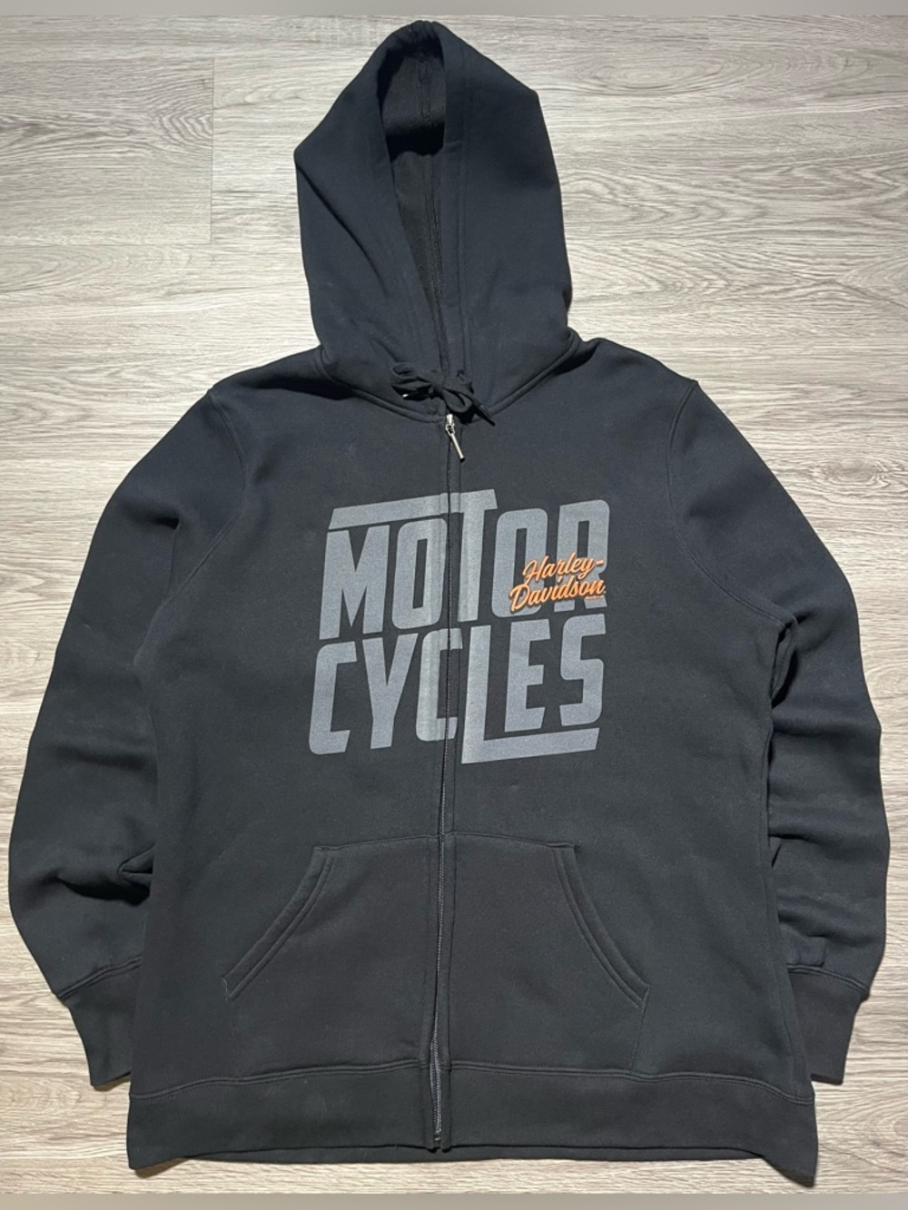 Womens Harley Davidson, zip up hoodie, graphic print sweater large